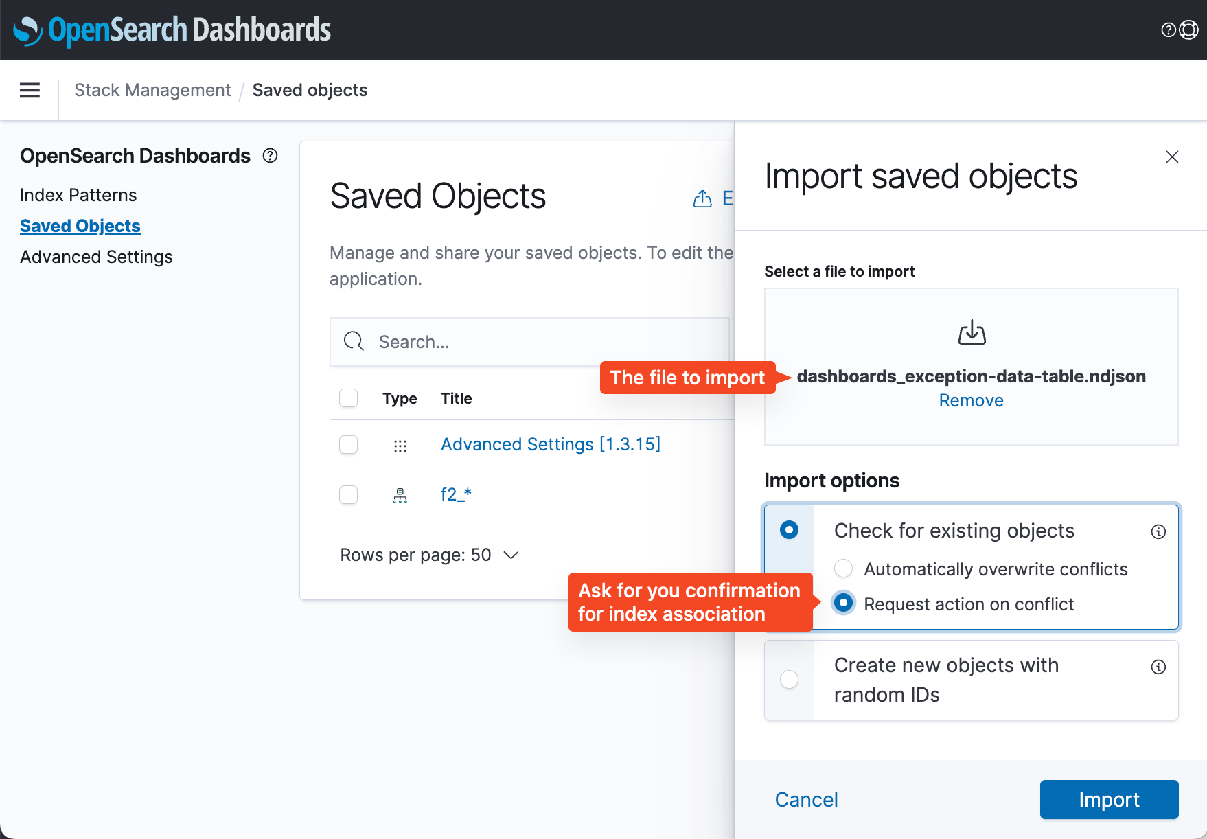 Dashboards : ask to choose on import conflict