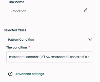 Example of pattern implementation as link condition